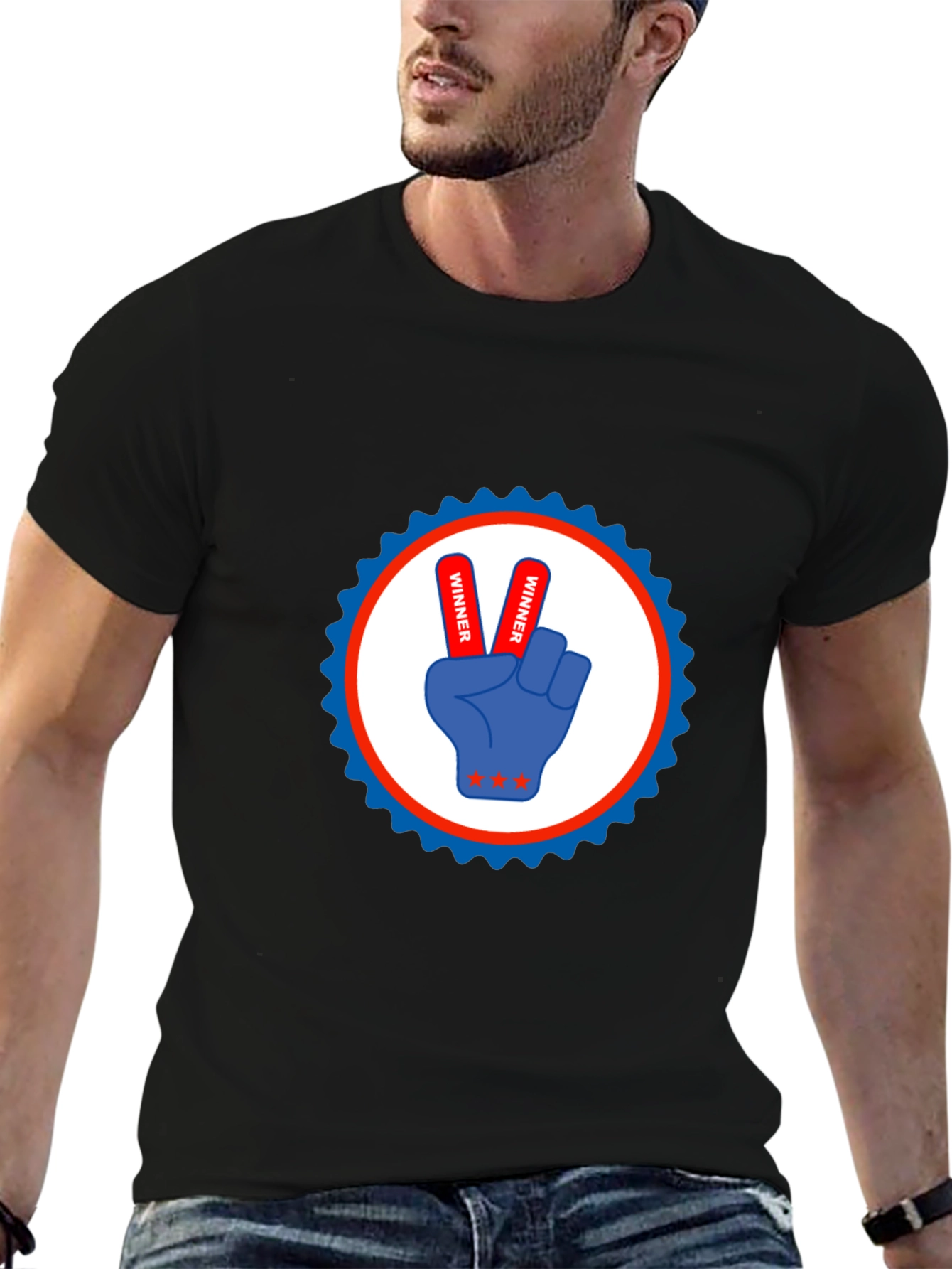 Winner Victory Graphic Tee - Stylish Black T-Shirt