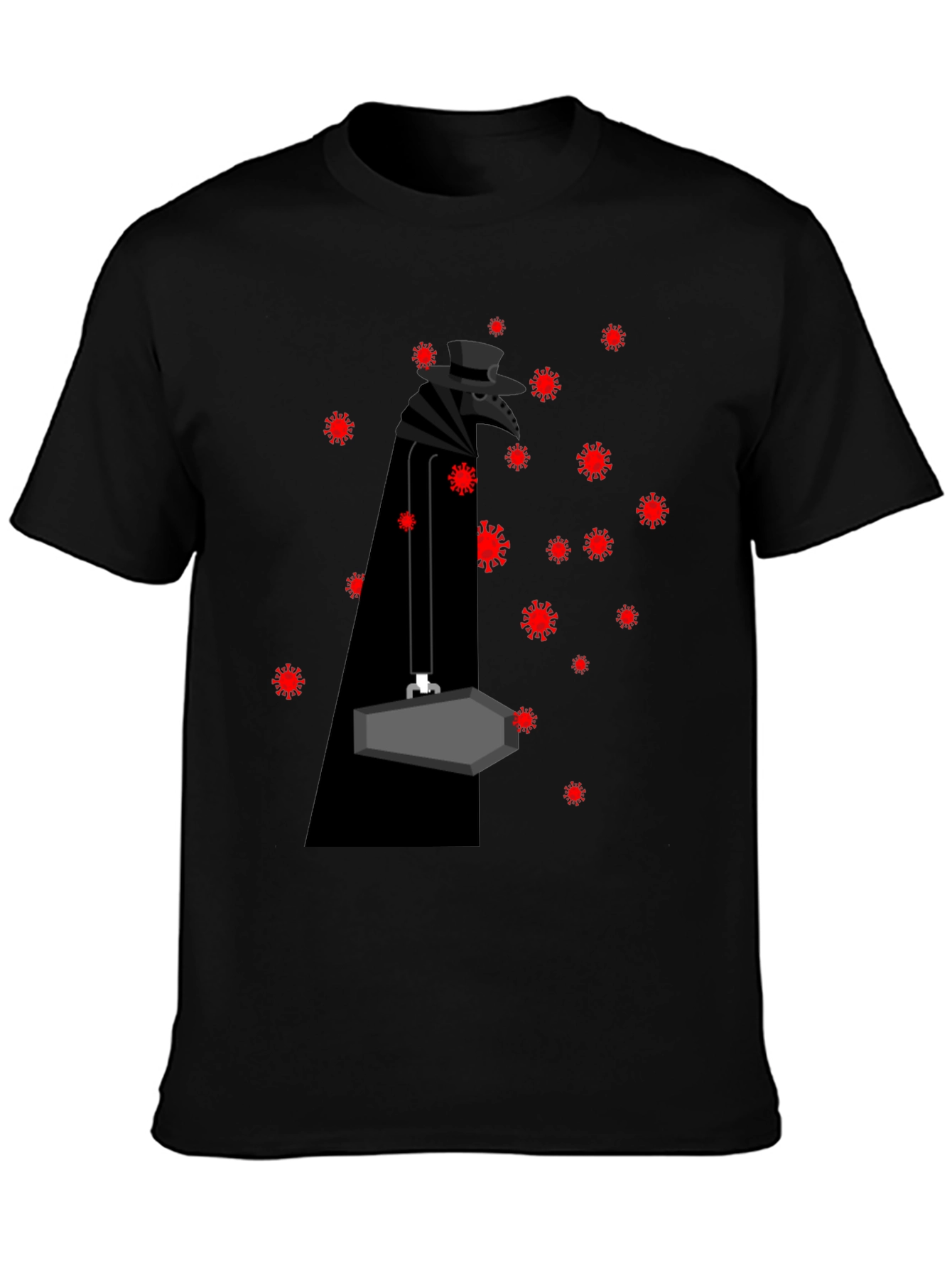 Plague Doctor & Covid Virus Black T-Shirt