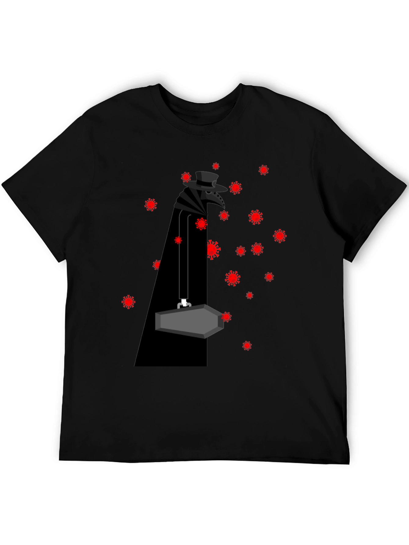 Plague Doctor & Covid Virus Black T-Shirt