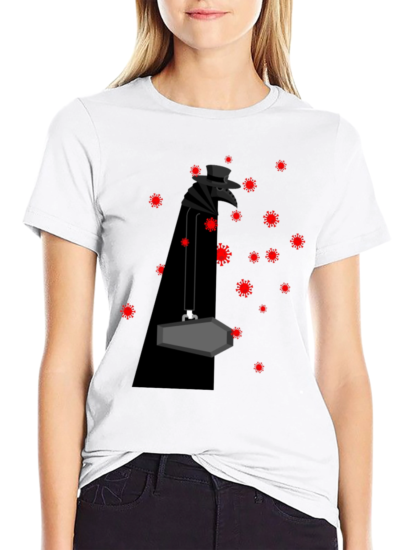 Plague Doctor & Covid Virus Black T-Shirt