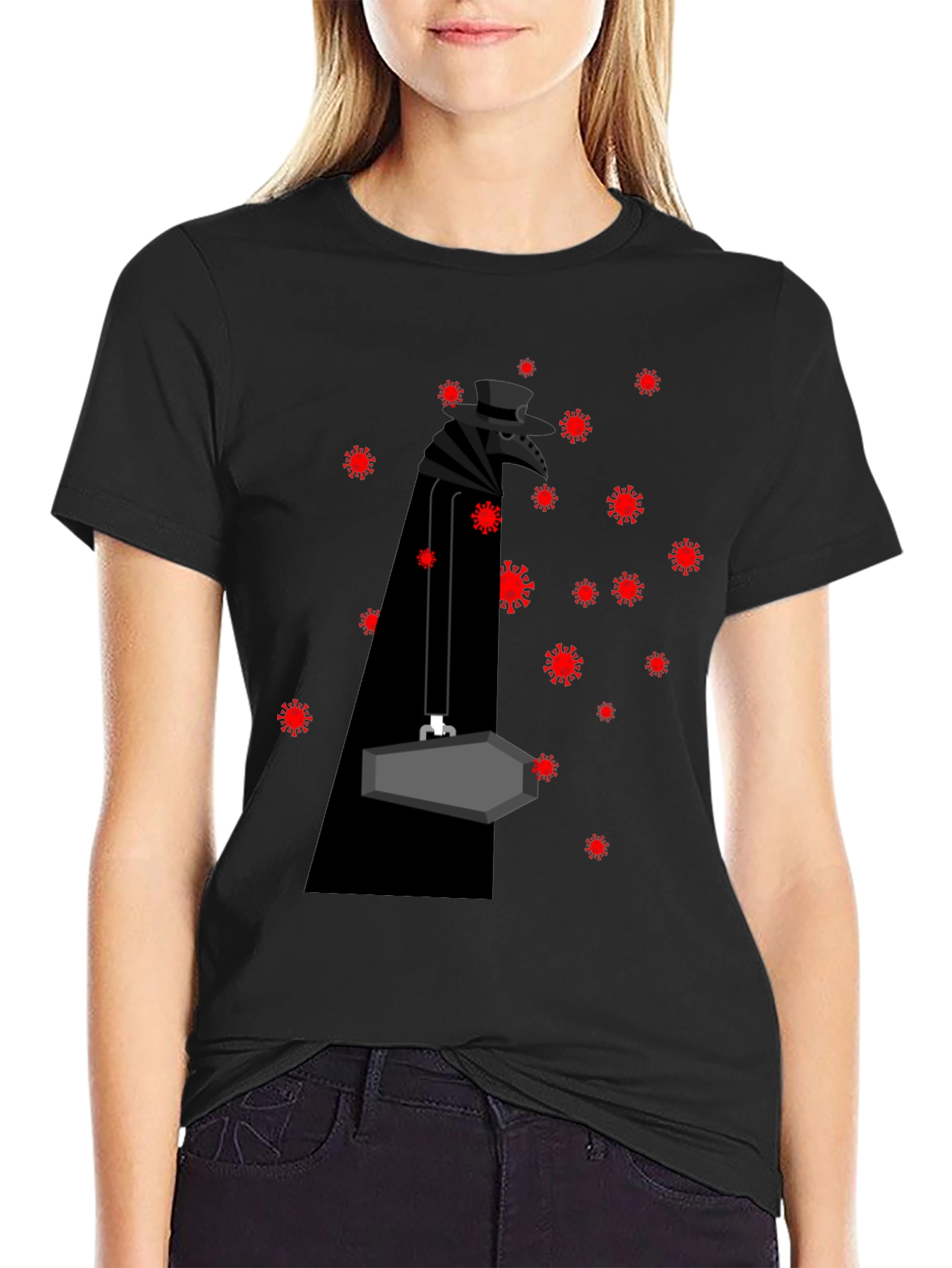 Plague Doctor & Covid Virus Black T-Shirt