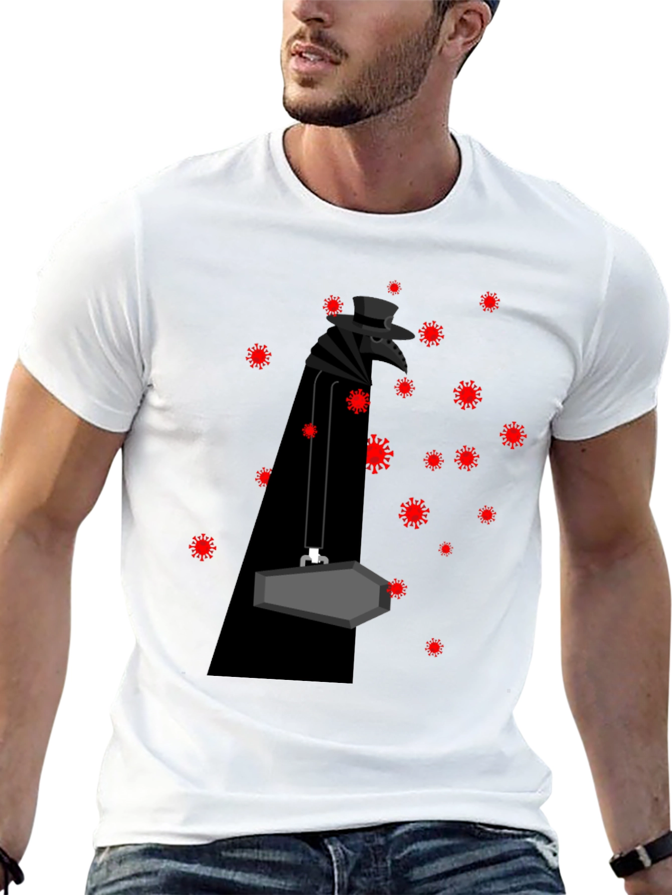 Plague Doctor & Covid Virus Black T-Shirt