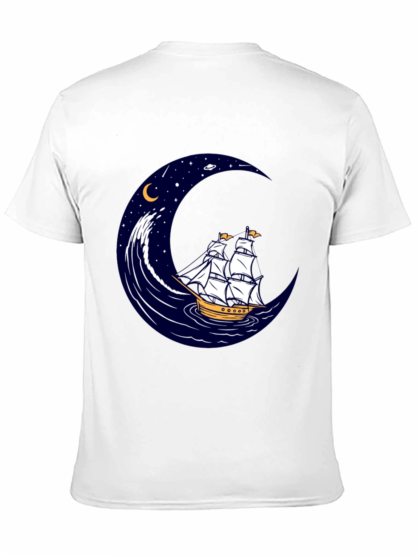 Nautical Moon Sailing Ship Graphic Tee