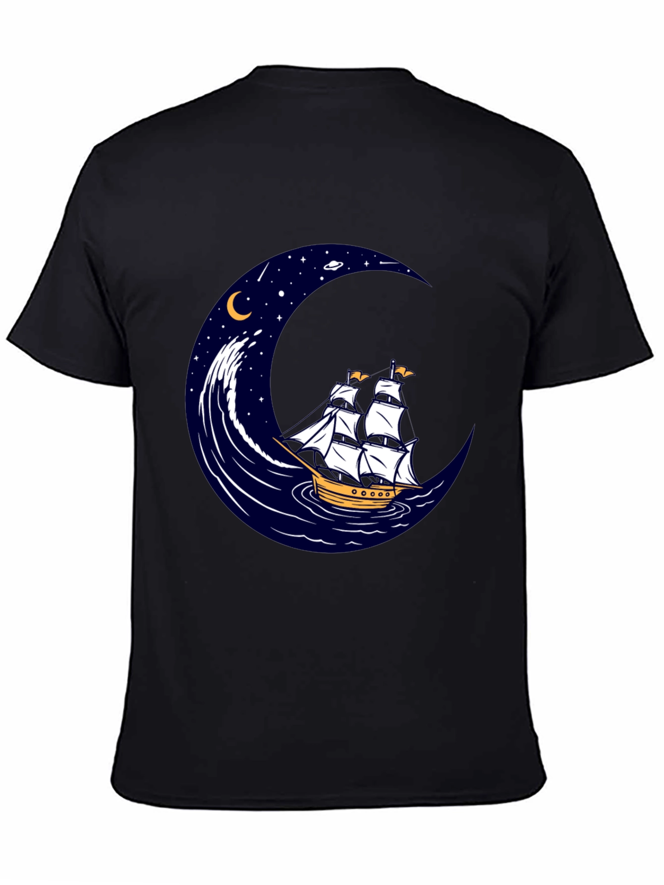 Nautical Moon Sailing Ship Graphic Tee
