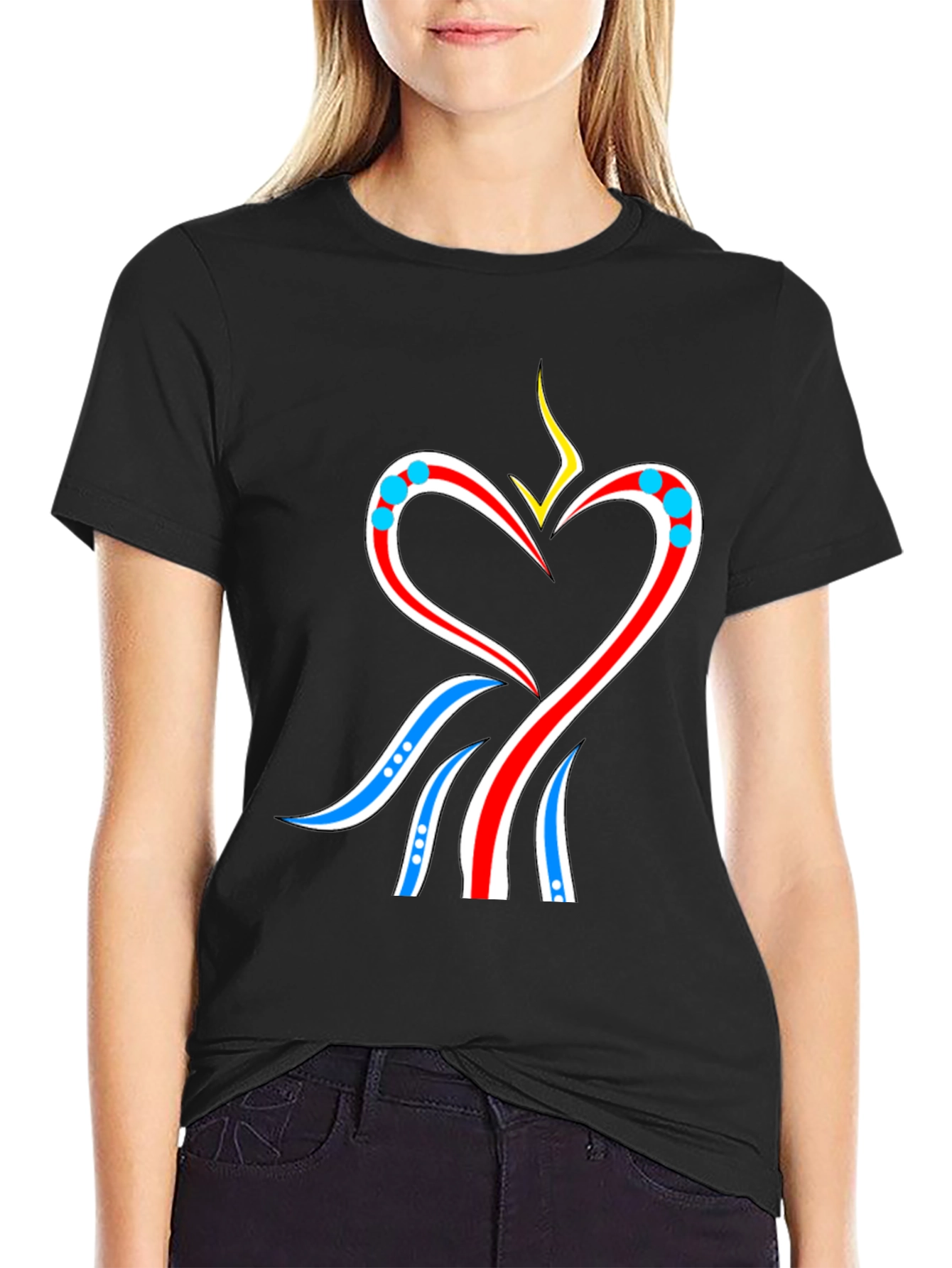 Heart Flame Graphic Tee - Stylish Black T-Shirt
