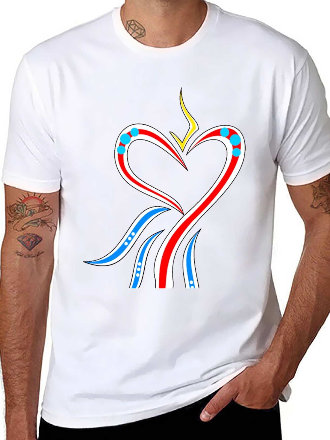 Heart Flame Graphic Tee - Stylish Black T-Shirt