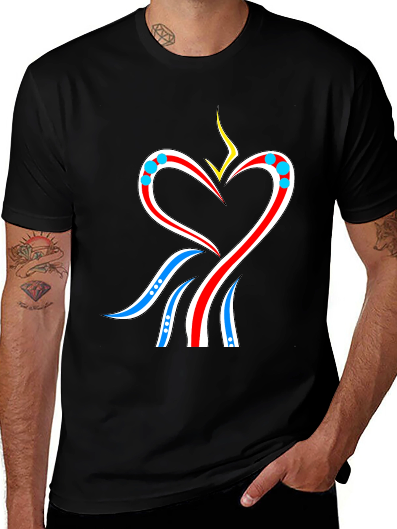 Heart Flame Graphic Tee - Stylish Black T-Shirt