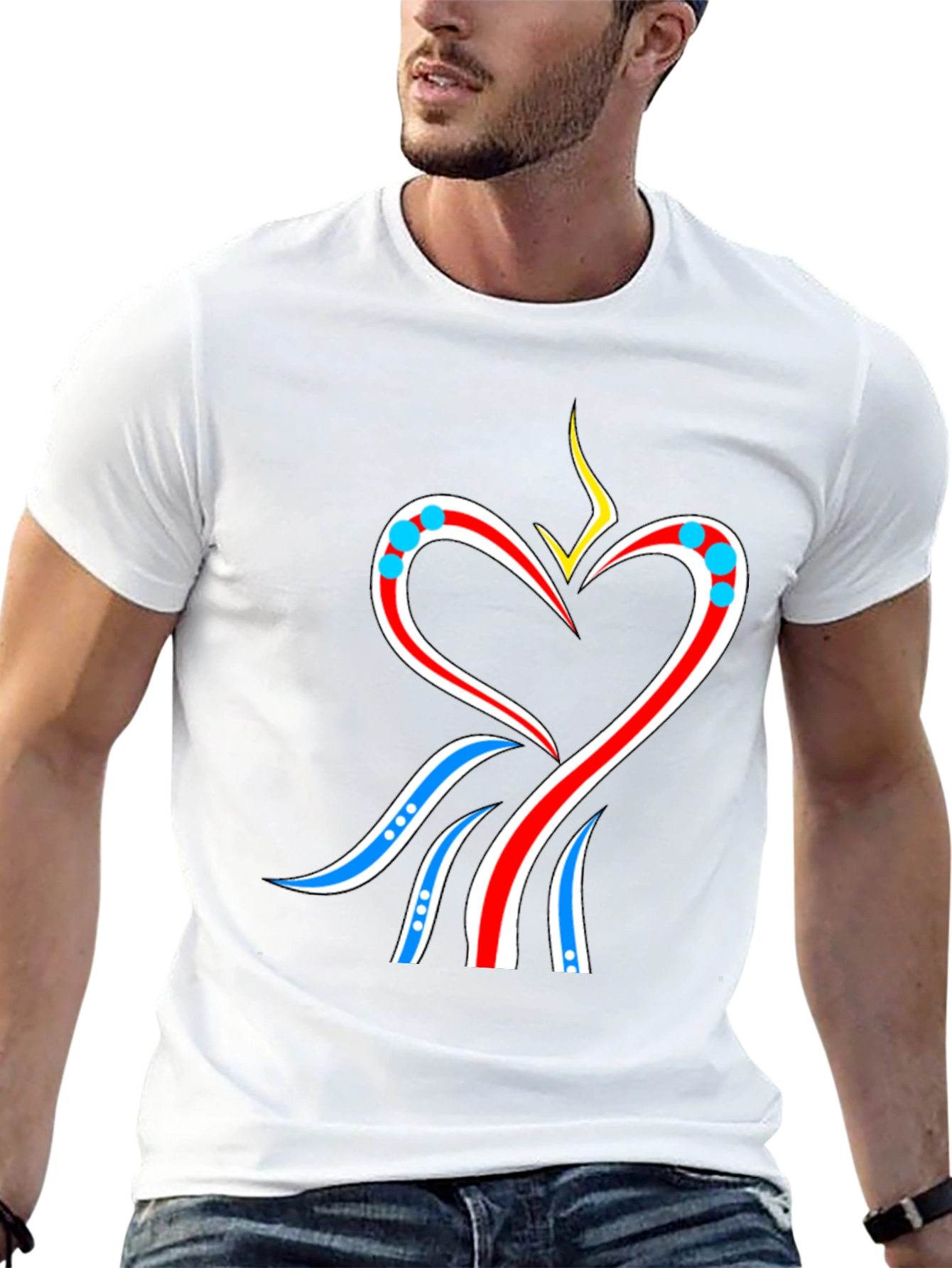 Heart Flame Graphic Tee - Stylish Black T-Shirt