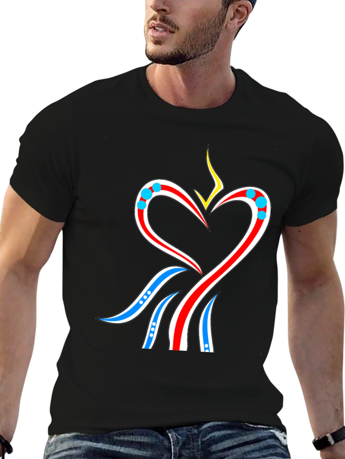 Heart Flame Graphic Tee - Stylish Black T-Shirt
