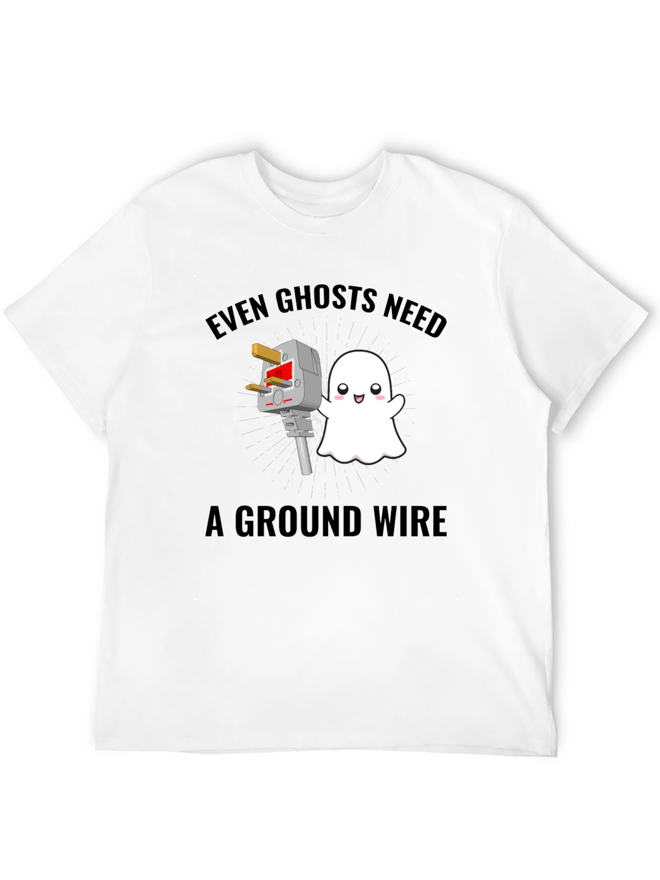 Funny Ghost Ground Wire Black T-Shirt