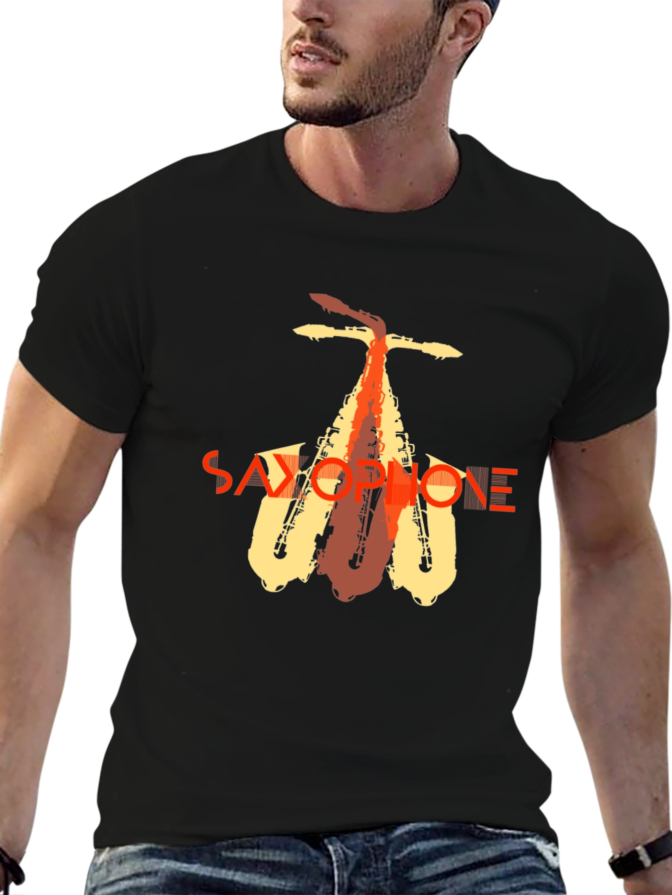 Saxophone Graphic Tee - Stylish Music Lover T-Shirt
