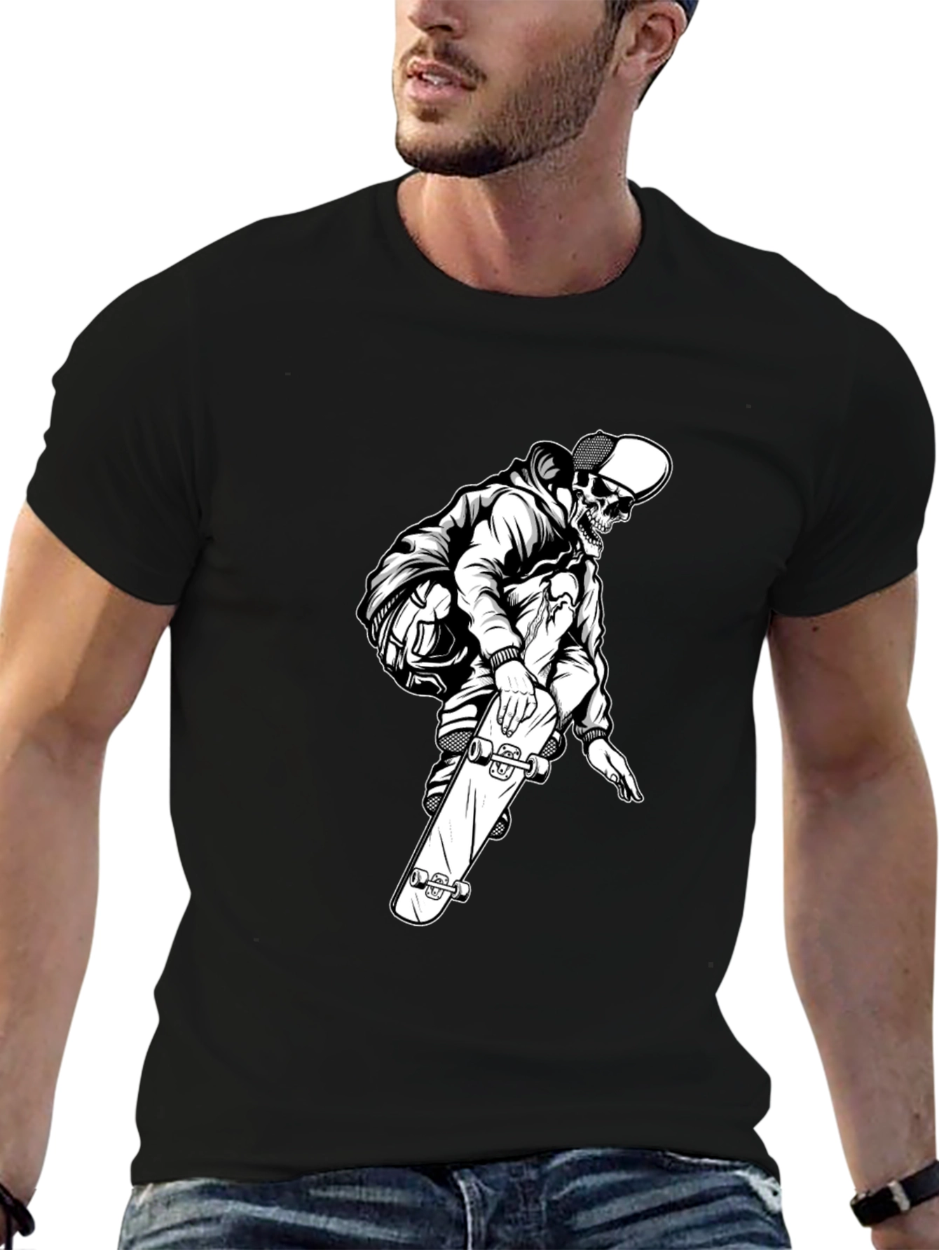 Skate Skeleton Black Graphic Tee