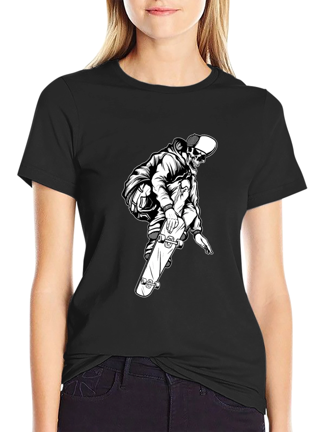 Skate Skeleton Black Graphic Tee
