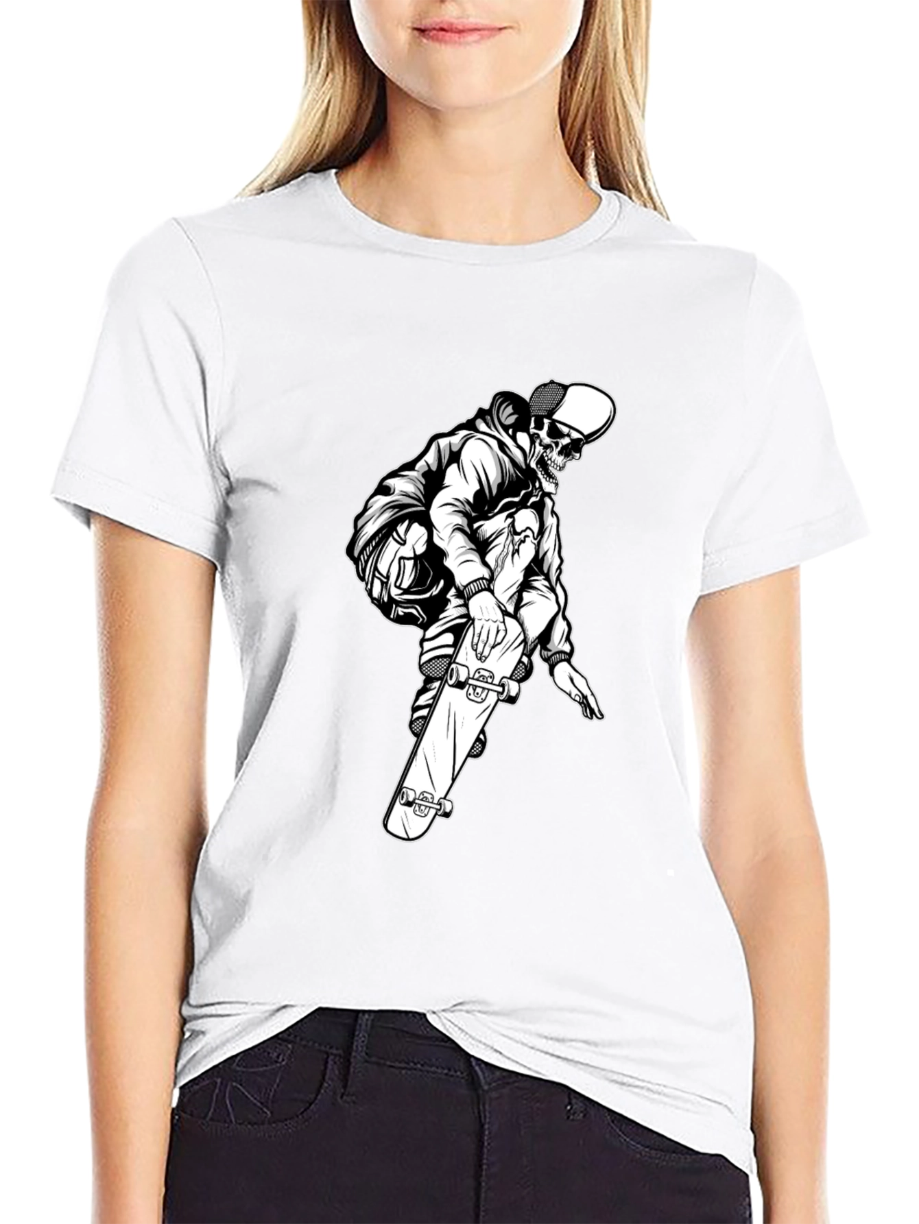 Skate Skeleton Black Graphic Tee