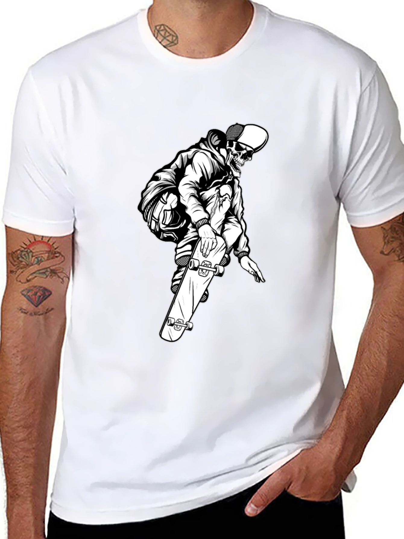 Skate Skeleton Black Graphic Tee