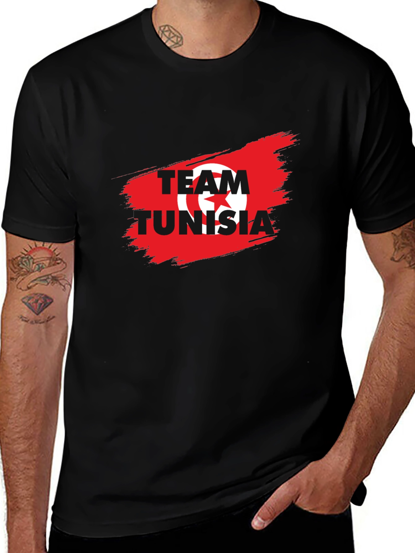Team Tunisia Graphic T-Shirt - Black Cotton Tee