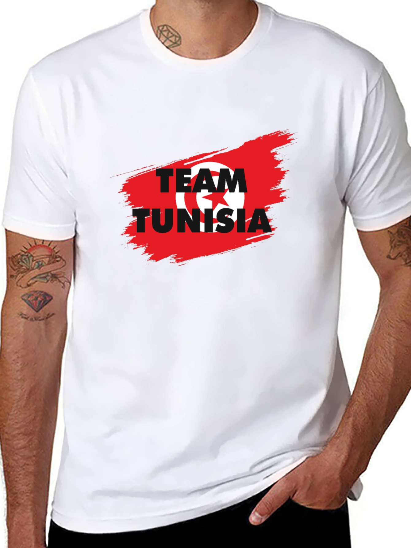 Team Tunisia Graphic T-Shirt - Black Cotton Tee
