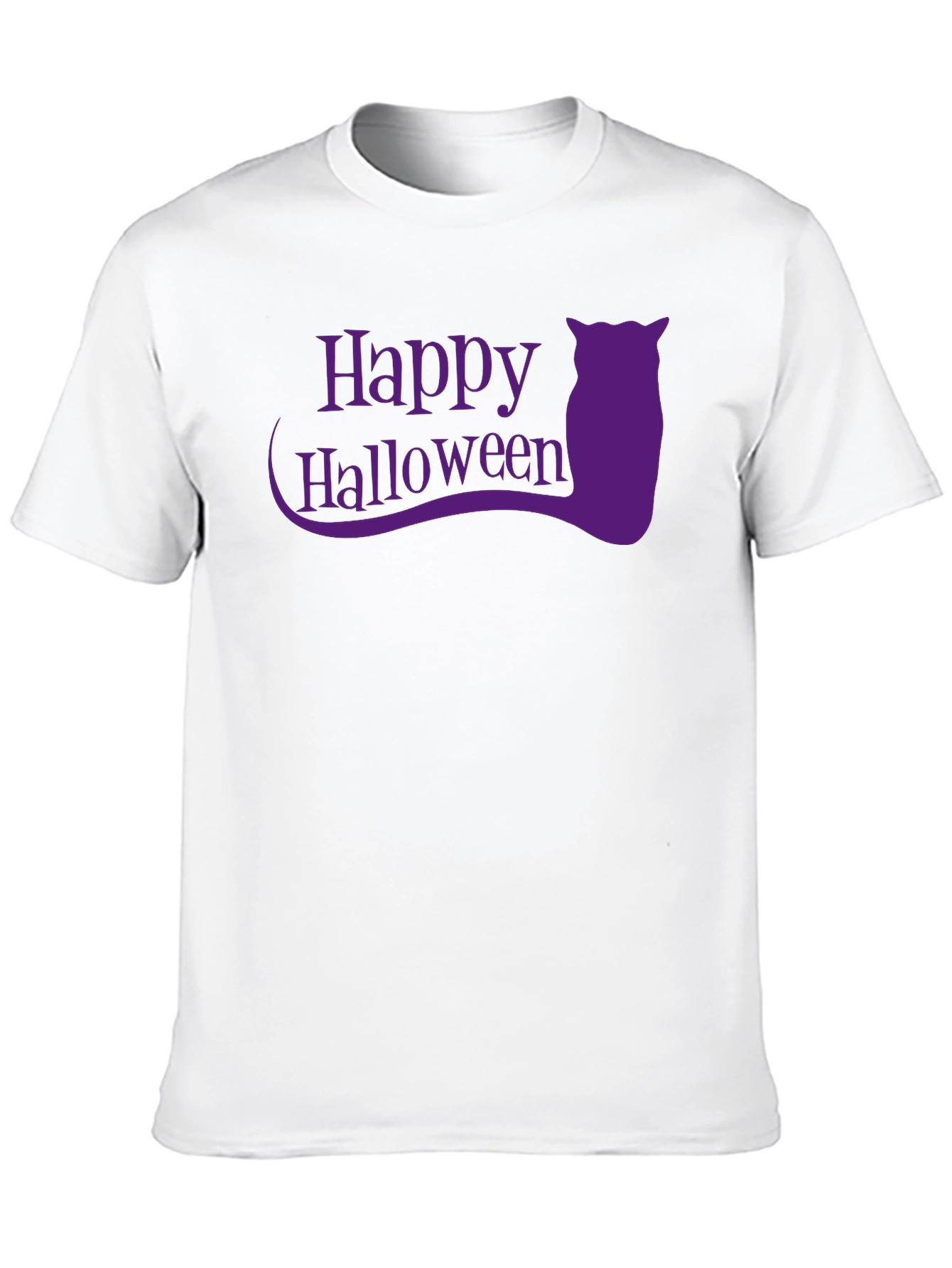 Happy Halloween Black T-Shirt with Purple Owl Graphic