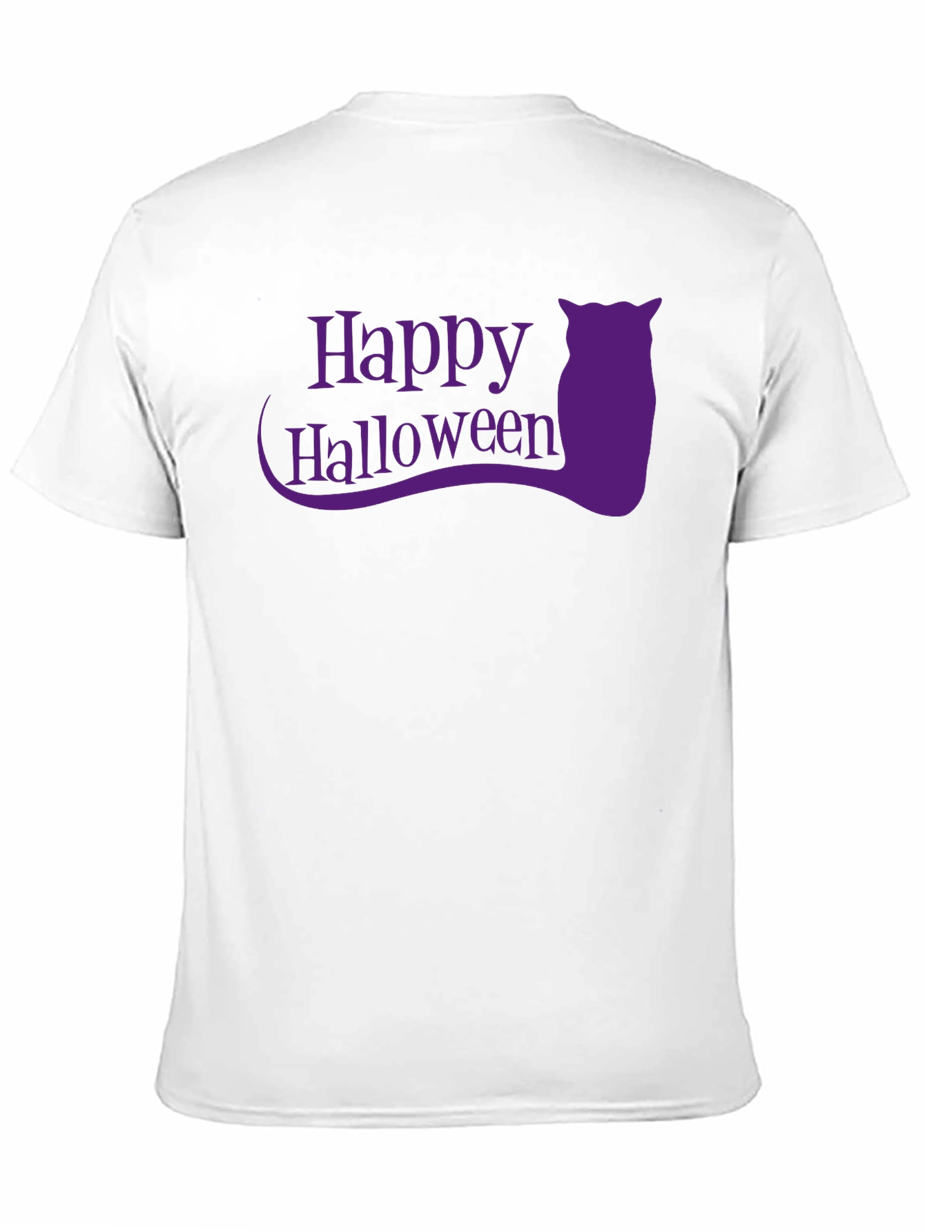 Happy Halloween Black T-Shirt with Purple Owl Graphic