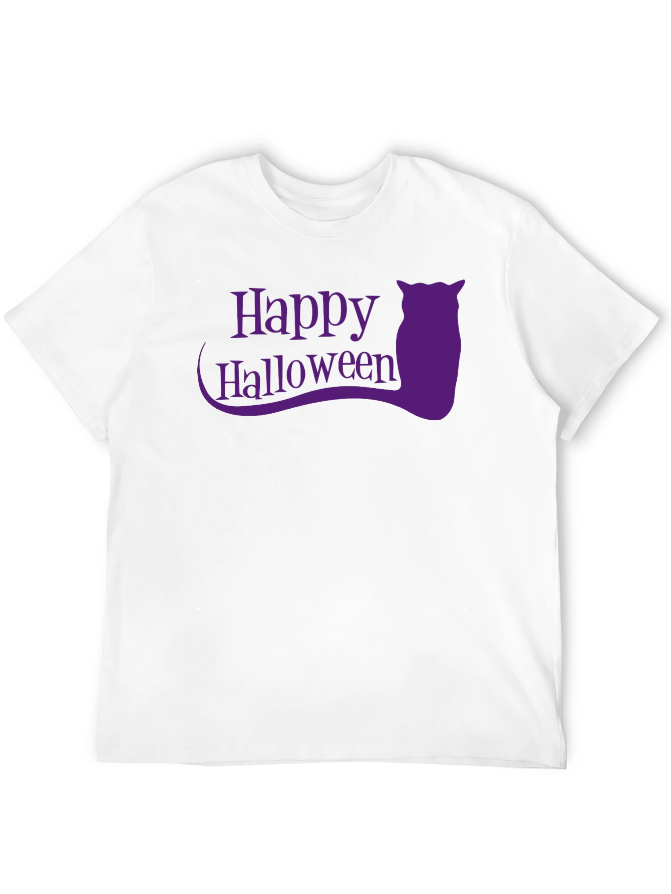 Happy Halloween Black T-Shirt with Purple Owl Graphic