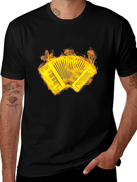 Flaming Accordion Graphic Tee - Black T-Shirt