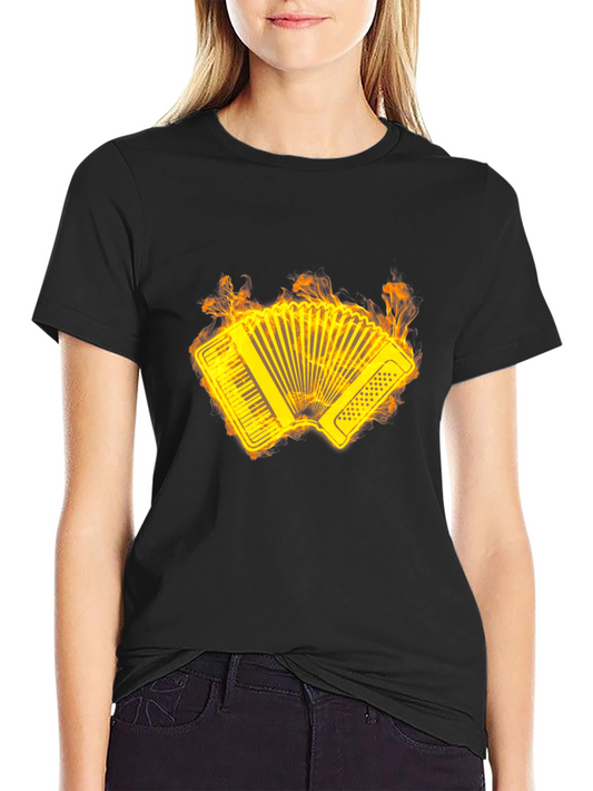 Flaming Accordion Graphic Tee - Black T-Shirt