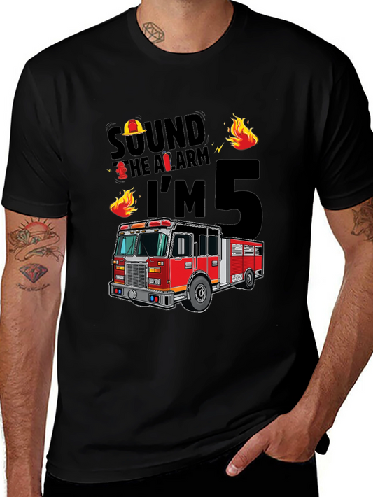 Fire Truck 5th Birthday T-Shirt