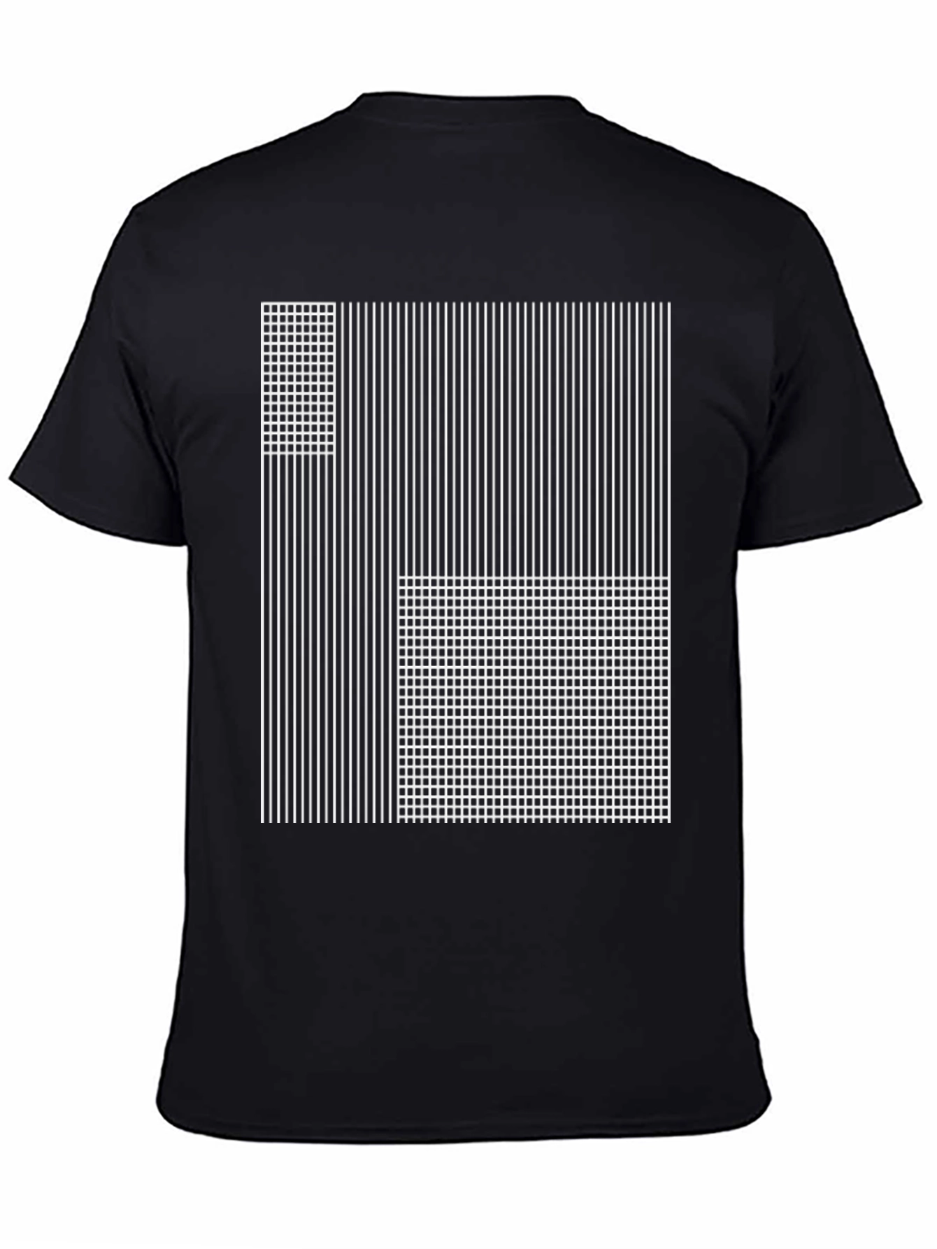 Abstract Grid and Stripe Graphic Tee