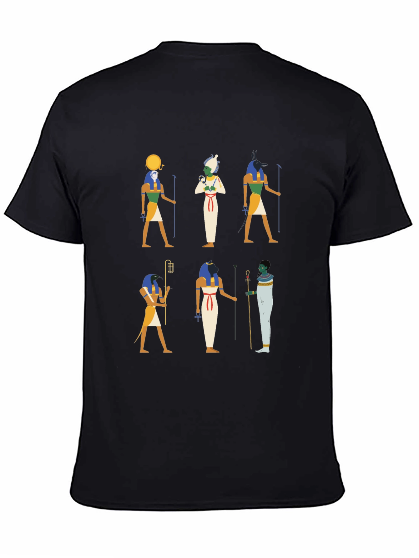 Egyptian Gods Graphic Print Black Tee