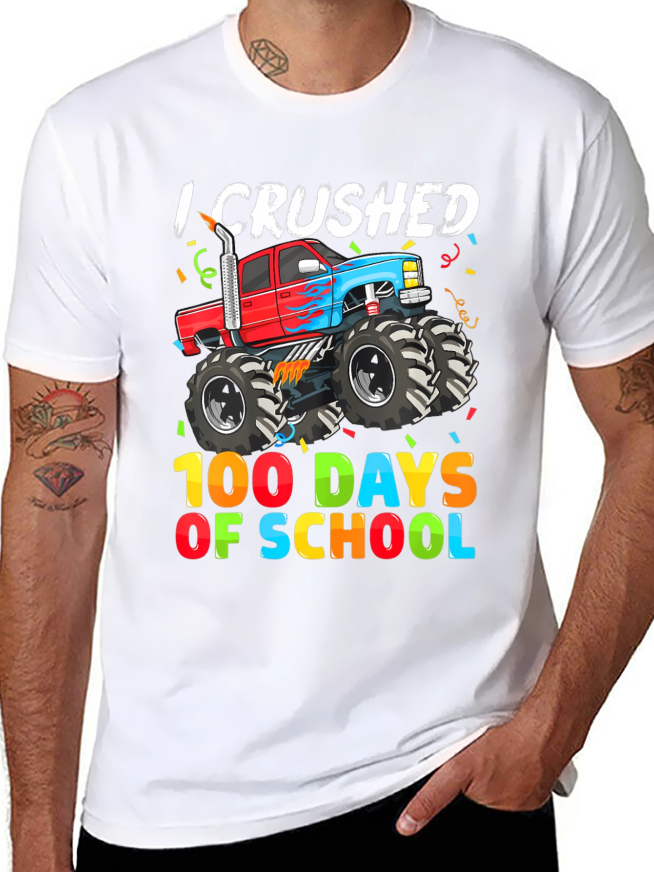 Crushed 100 Days of School Monster Truck Tee