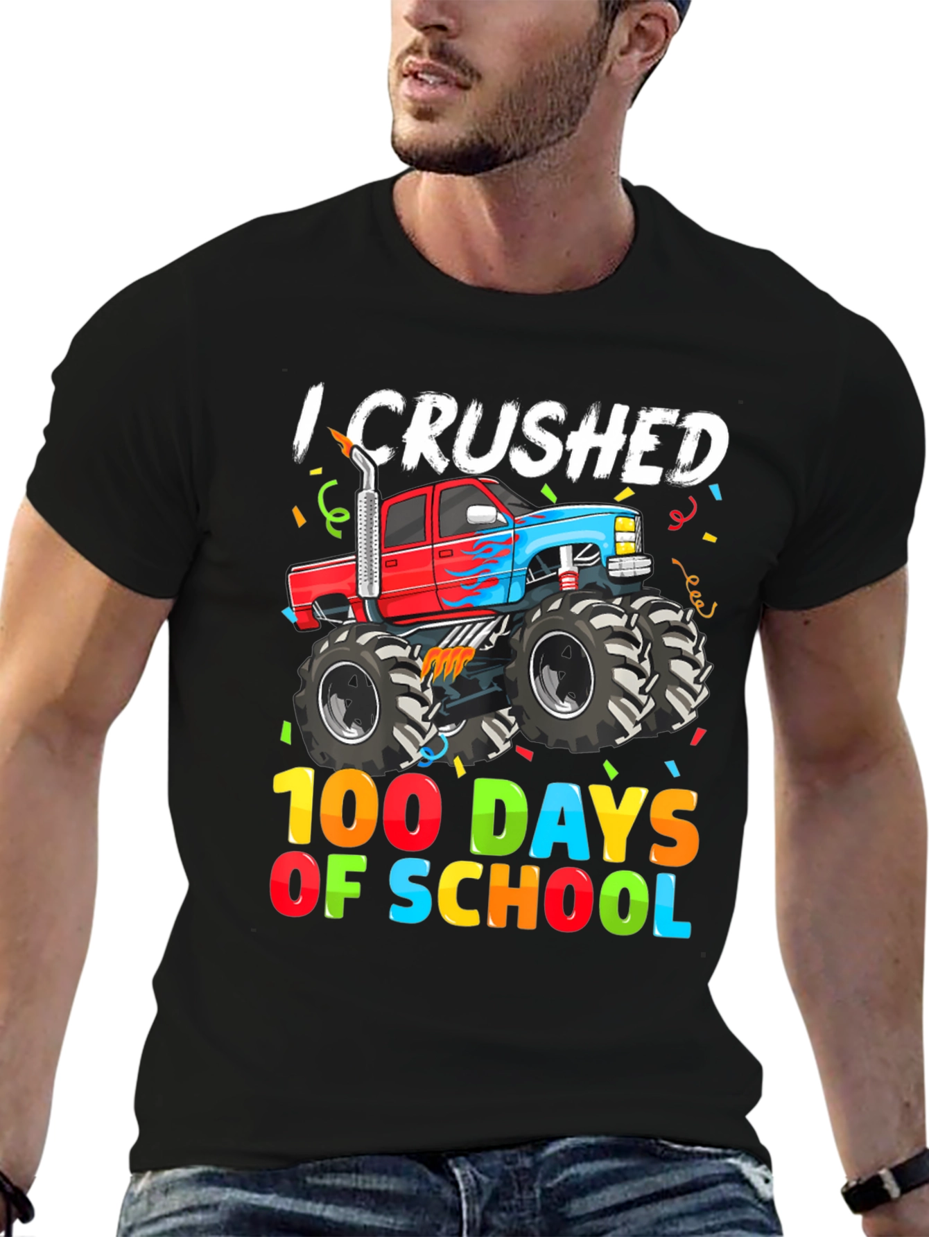 Crushed 100 Days of School Monster Truck Tee
