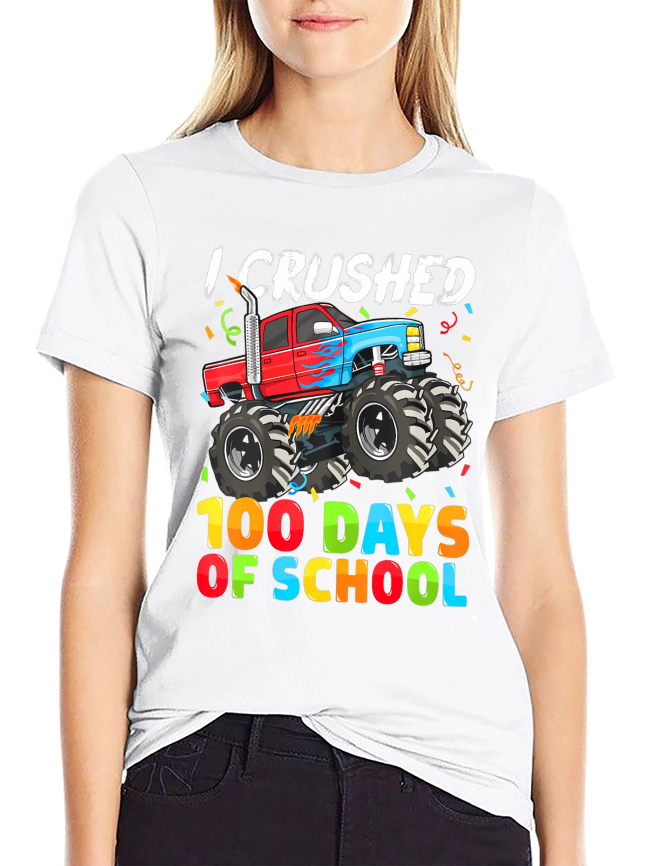 Crushed 100 Days of School Monster Truck Tee