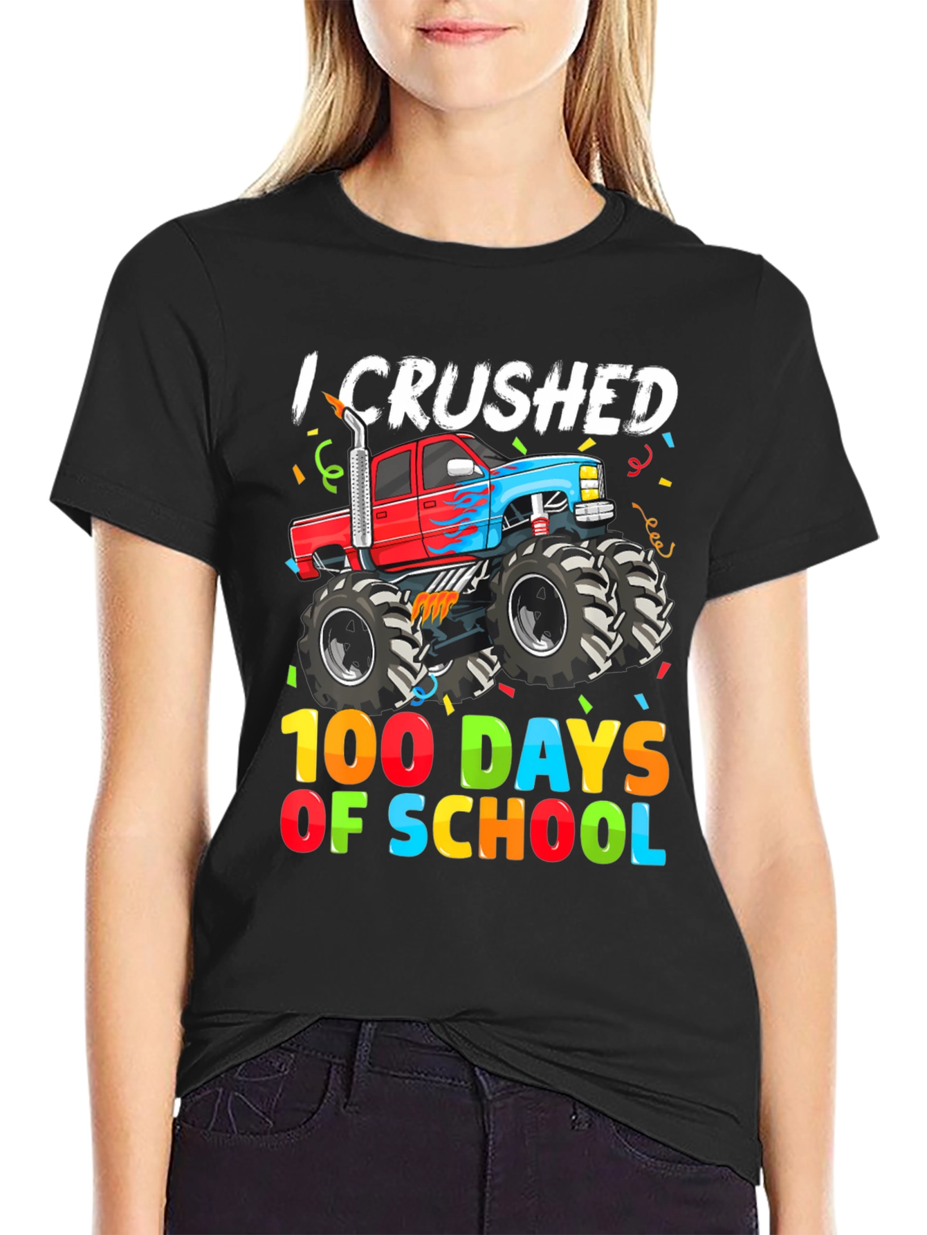 Crushed 100 Days of School Monster Truck Tee