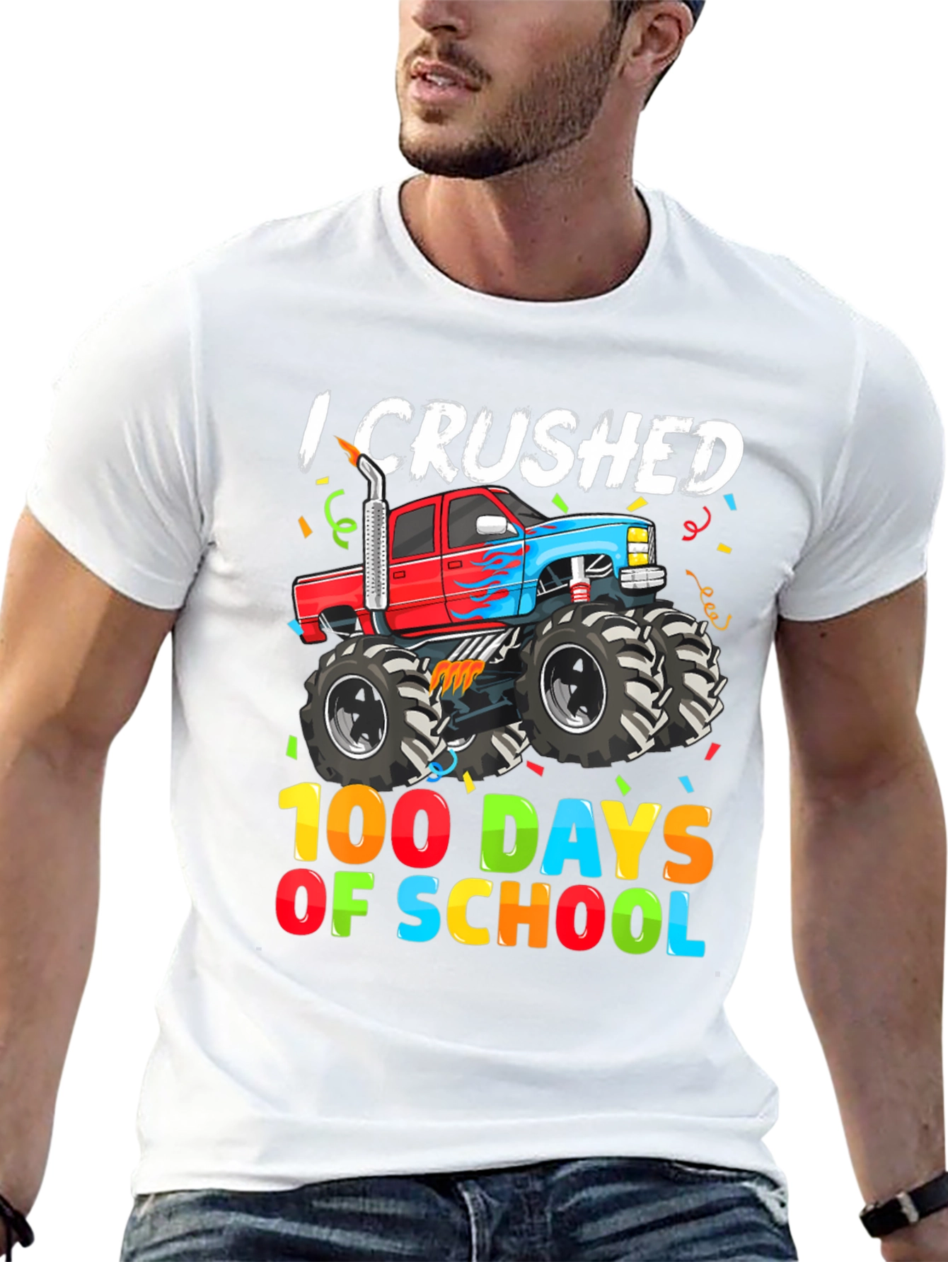 Crushed 100 Days of School Monster Truck Tee