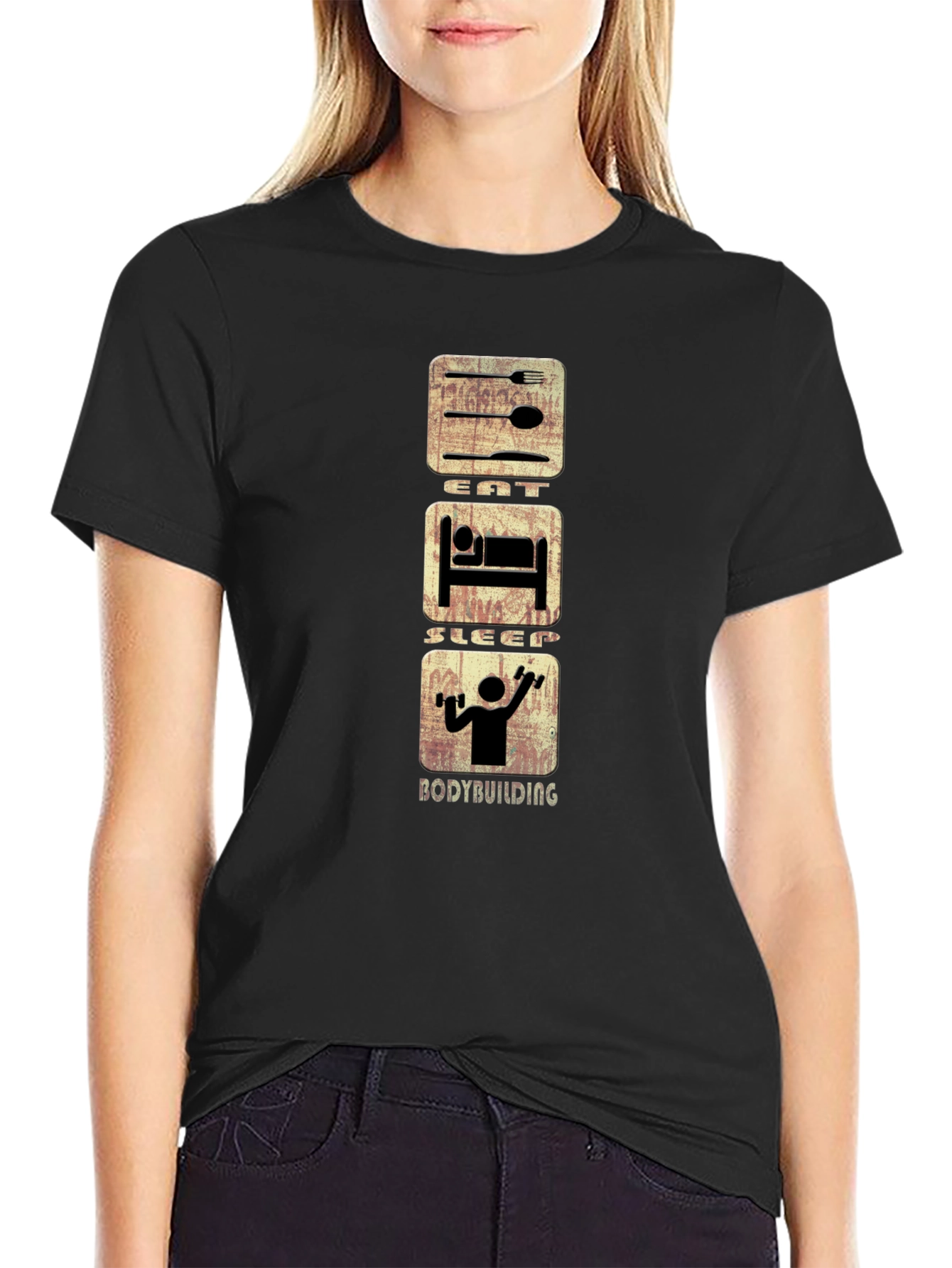 Eat Sleep Bodybuilding Graphic Tee - Black