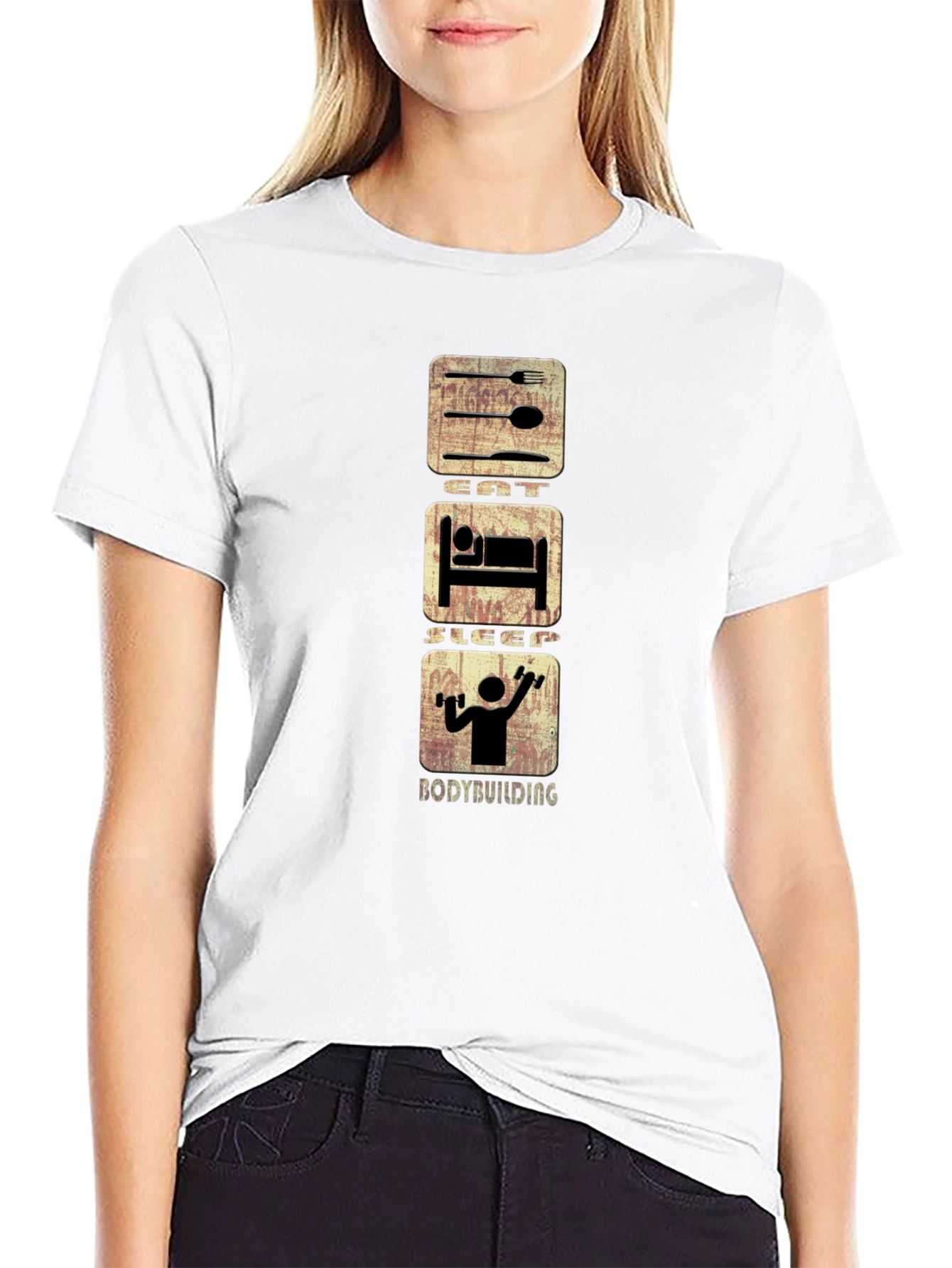 Eat Sleep Bodybuilding Graphic Tee - Black