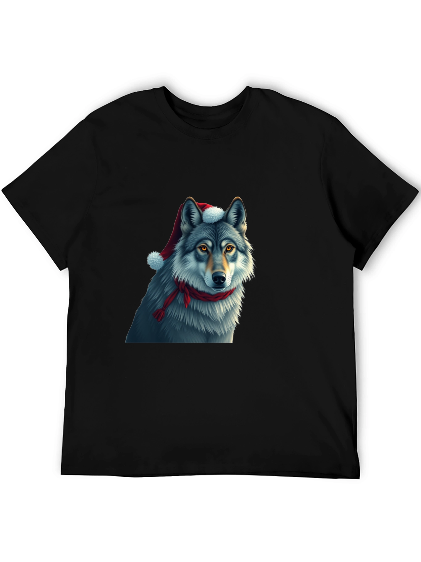 Festive Wolf Graphic Tee - Christmas Holiday Shirt