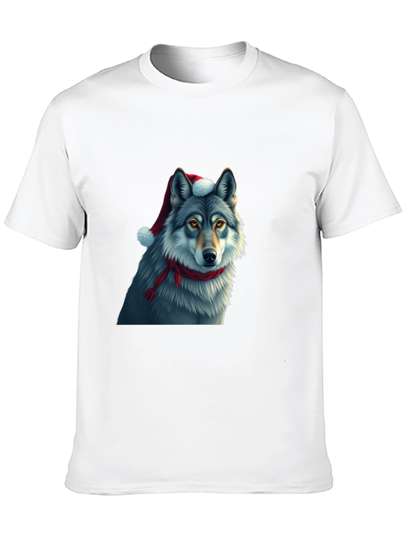 Festive Wolf Graphic Tee - Christmas Holiday Shirt