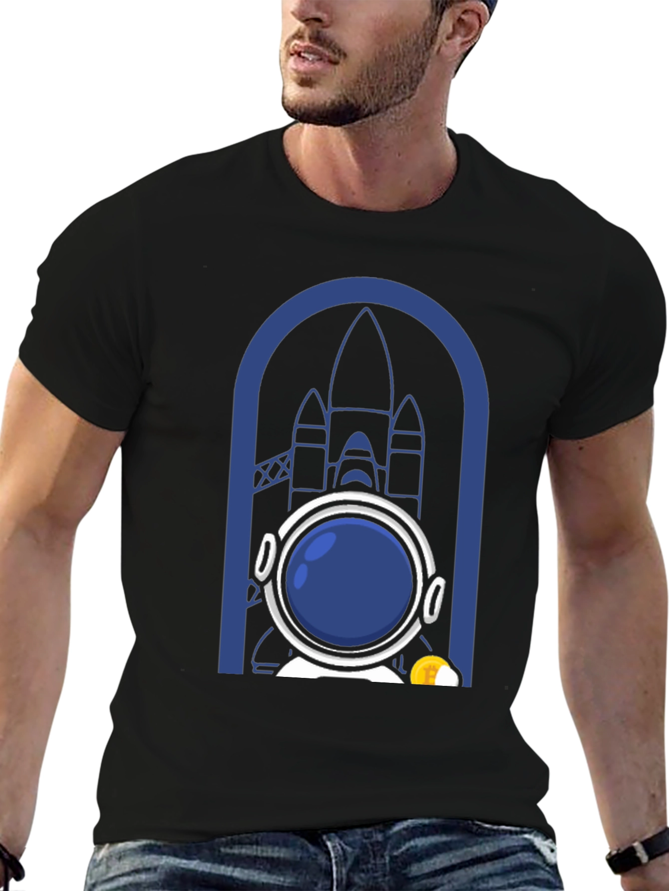 Astronaut & Rocket Graphic T-Shirt - Space Adventure Tee