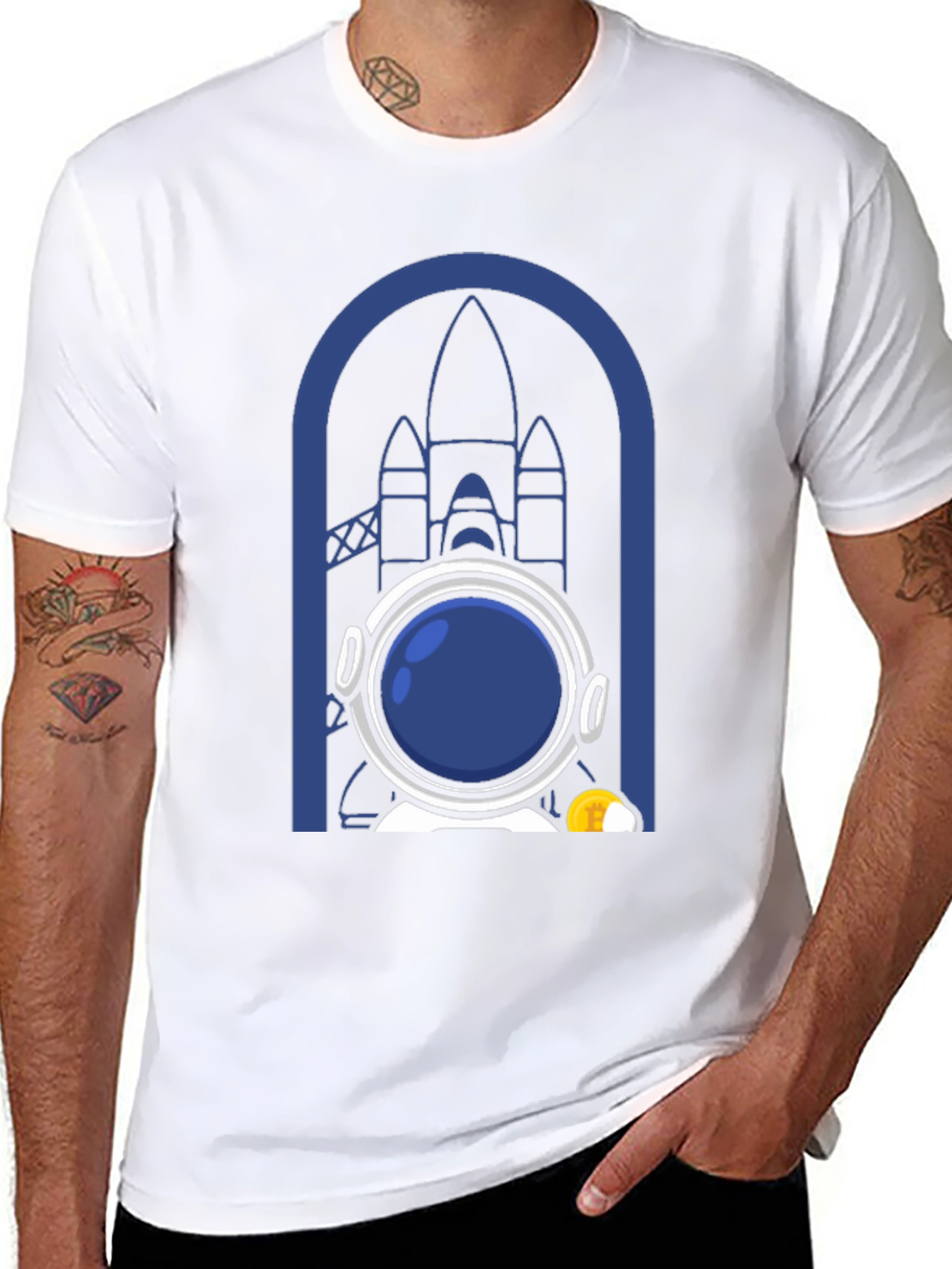Astronaut & Rocket Graphic T-Shirt - Space Adventure Tee