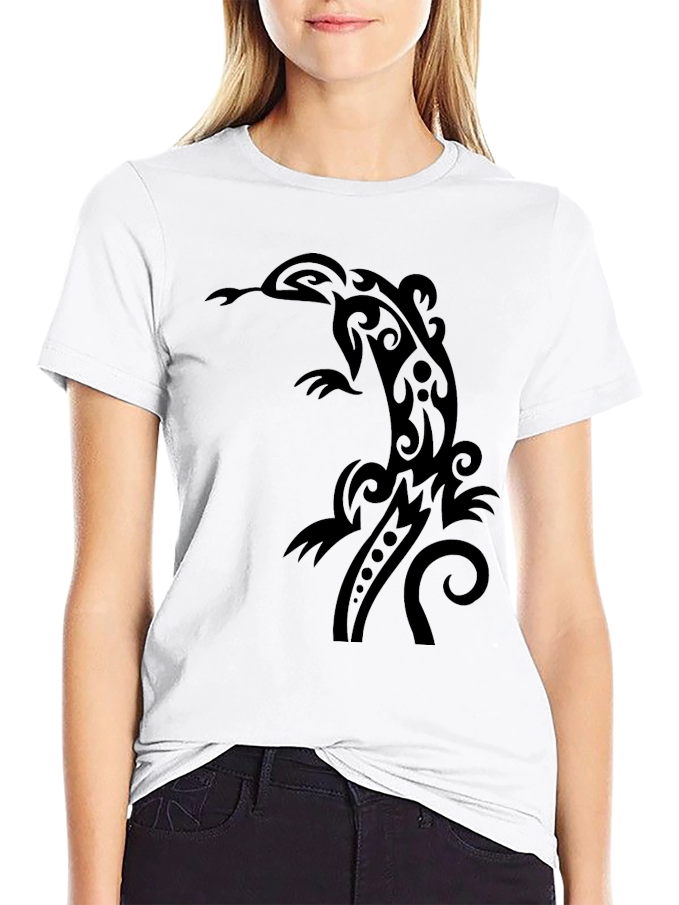 Tribal Lizard Graphic Tee - Cool Black T-Shirt