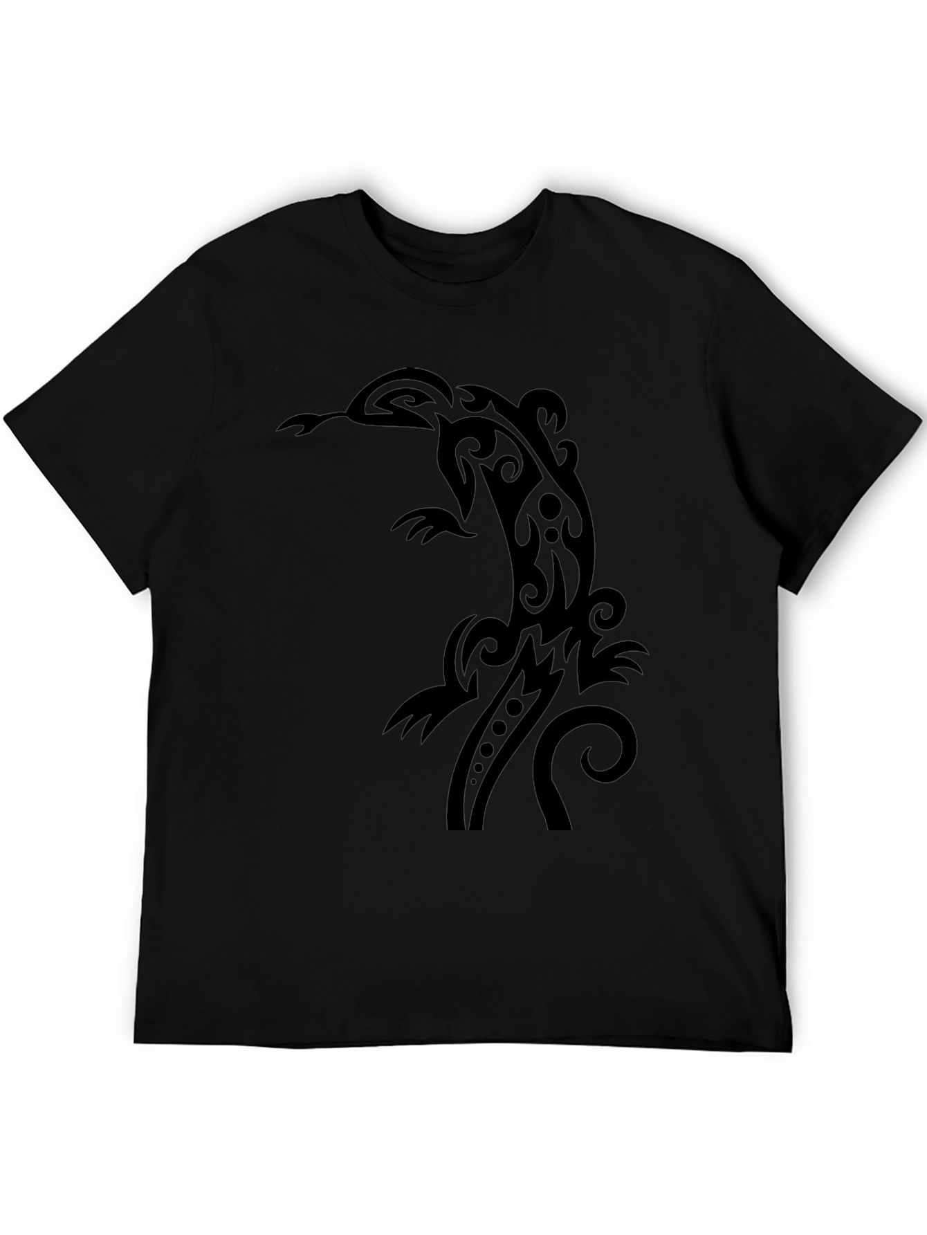 Tribal Lizard Graphic Tee - Cool Black T-Shirt