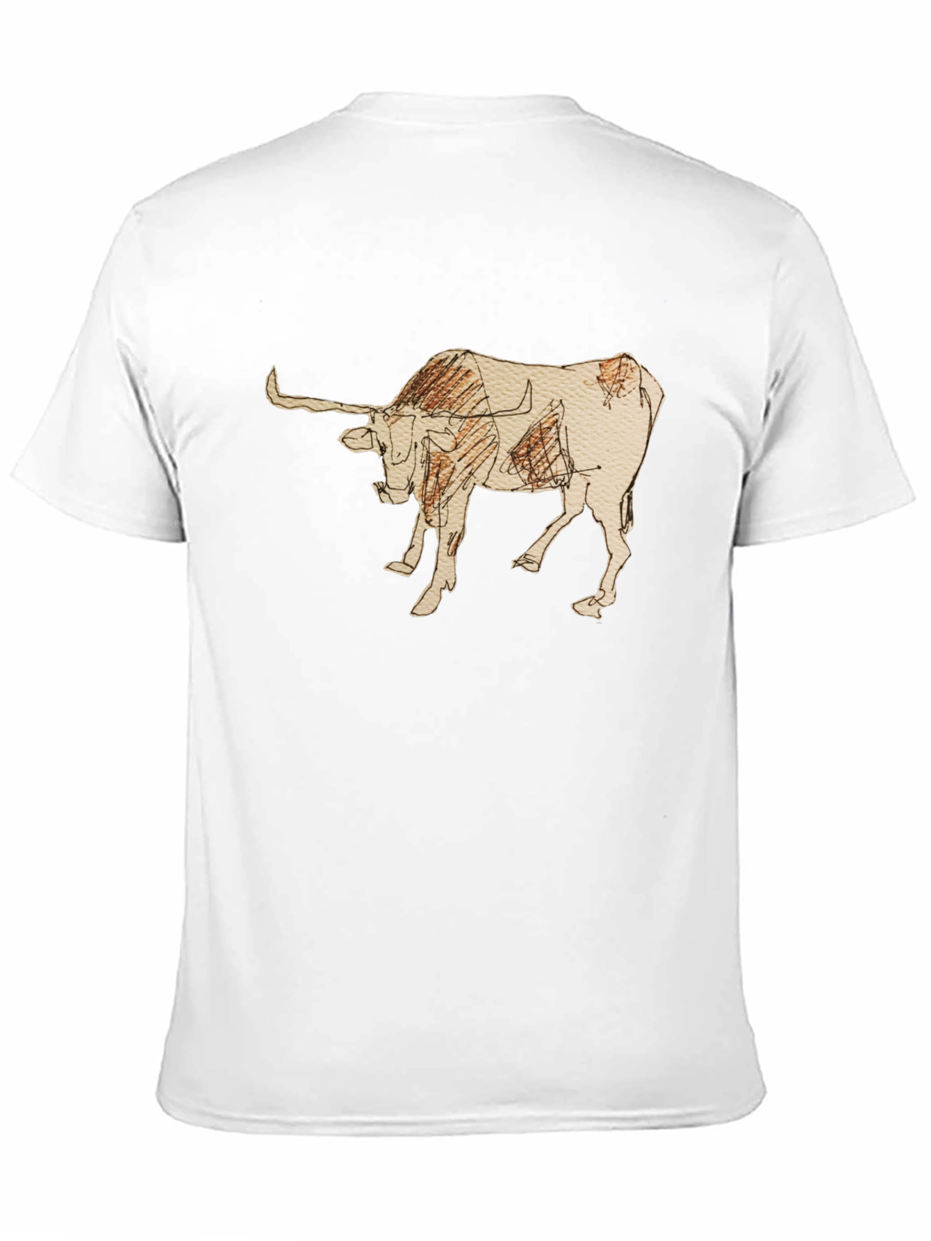 Black Graphic Tee - Bull Sketch Design
