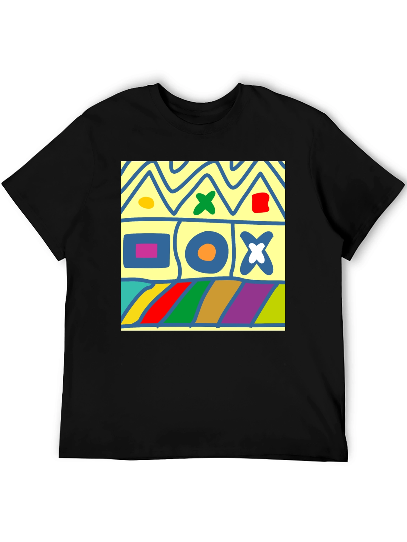 Abstract Pattern Mens Black Graphic Tee