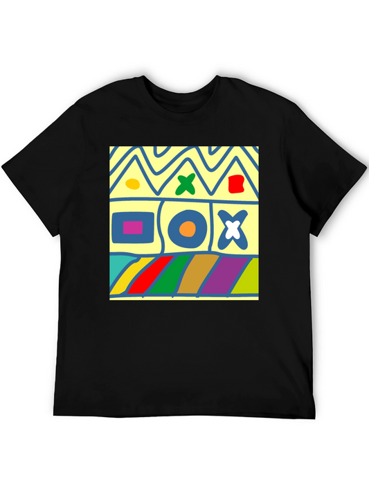 Abstract Pattern Mens Black Graphic Tee