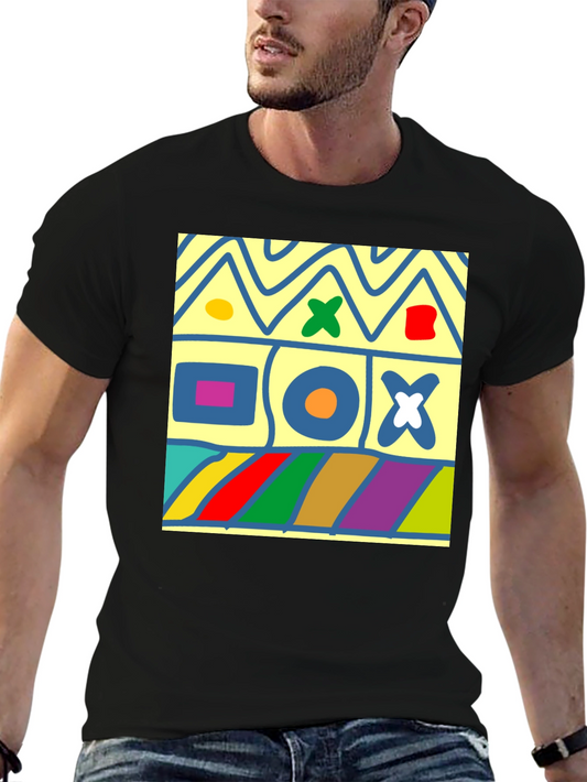 Abstract Pattern Mens Black Graphic Tee