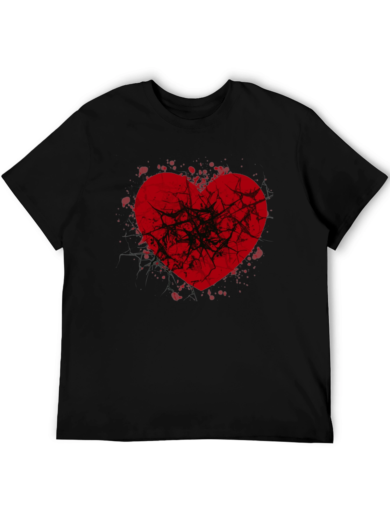 Broken Heart Graphic Tee - Black Casual Shirt