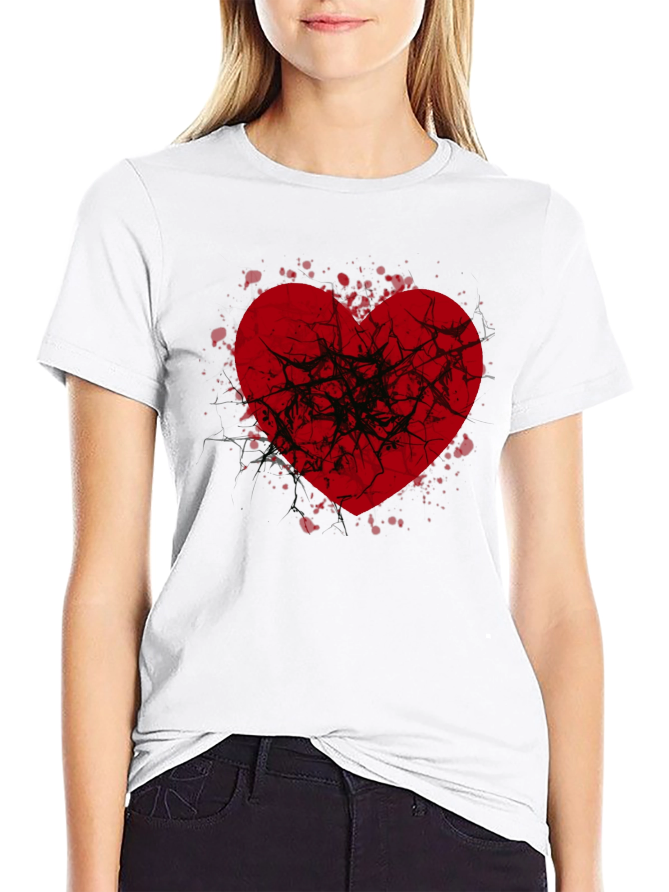 Broken Heart Graphic Tee - Black Casual Shirt