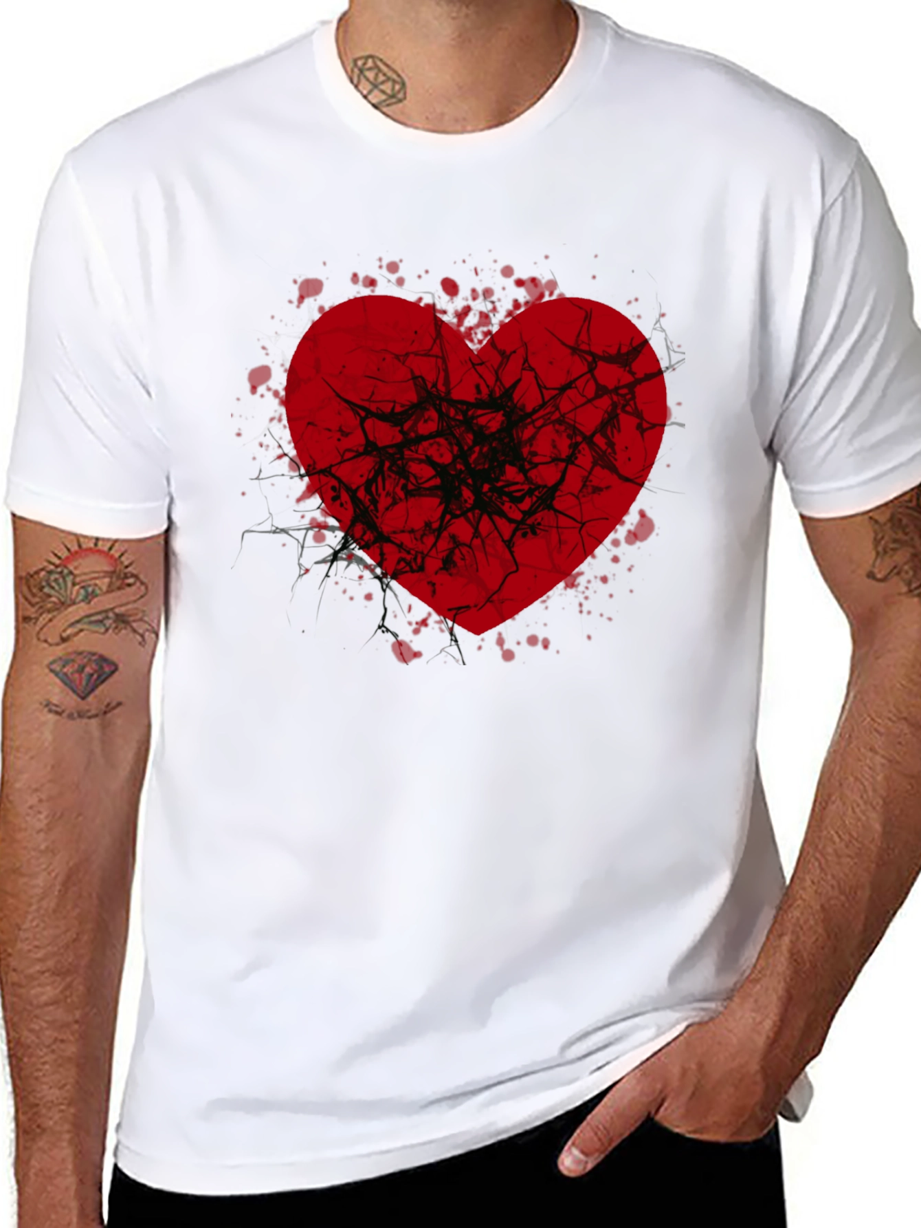 Broken Heart Graphic Tee - Black Casual Shirt