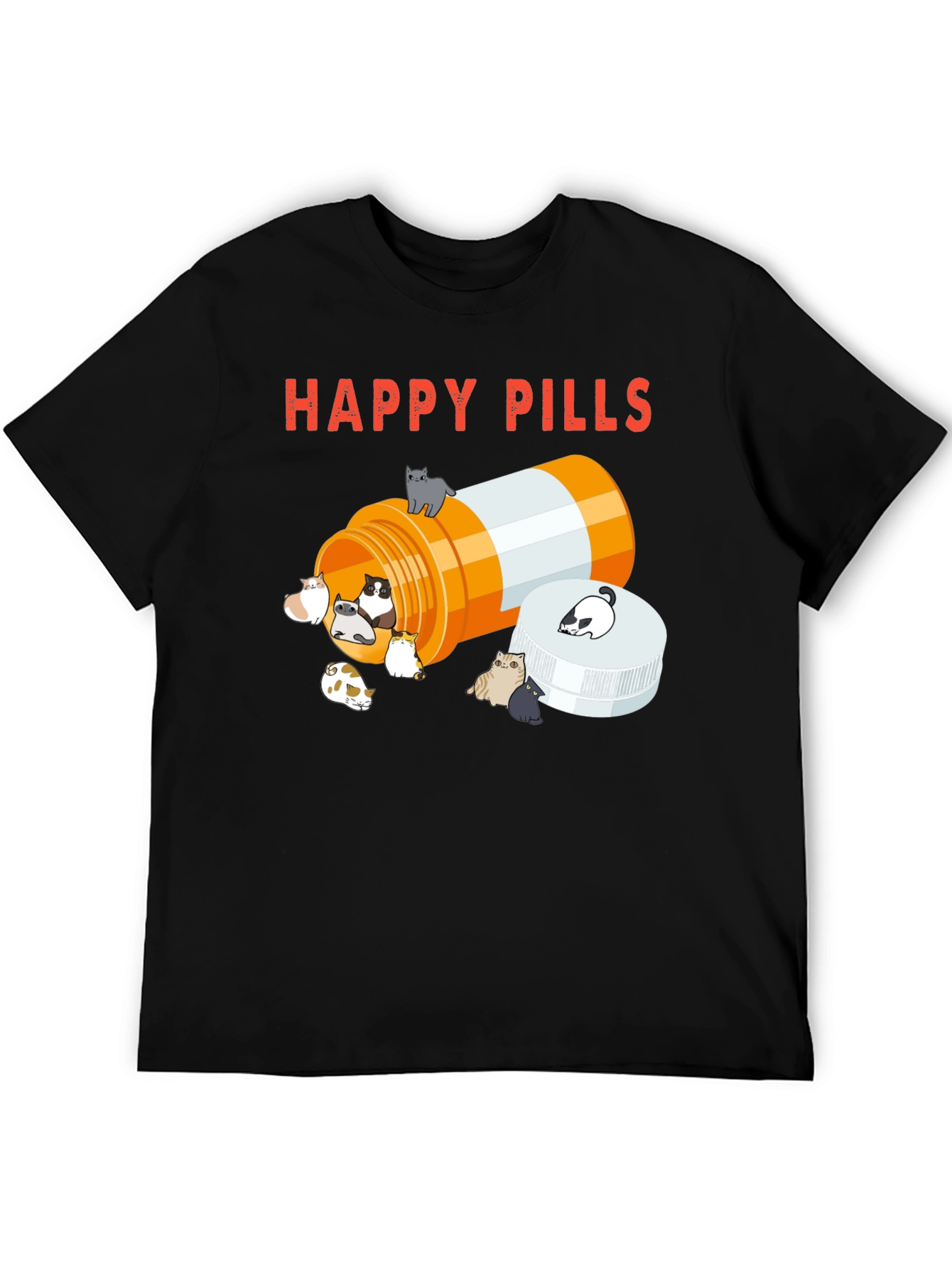 Happy Pills Cat T-Shirt - Black